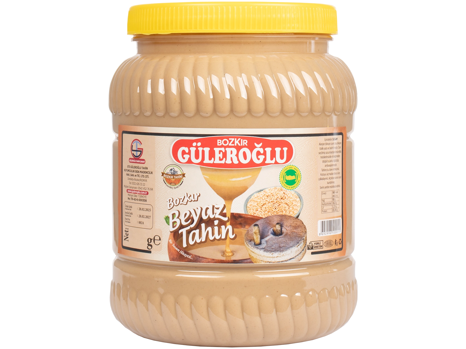 Güleroğlu Beyaz Bozkır Tahini Plastik Kutu Net 1845 Gr